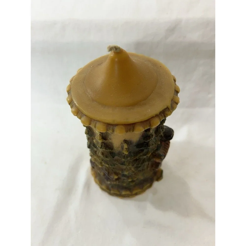 Vintage Johann Gunter JWG German Hand Carved Wax Candle - Trees, Folk Art Forest